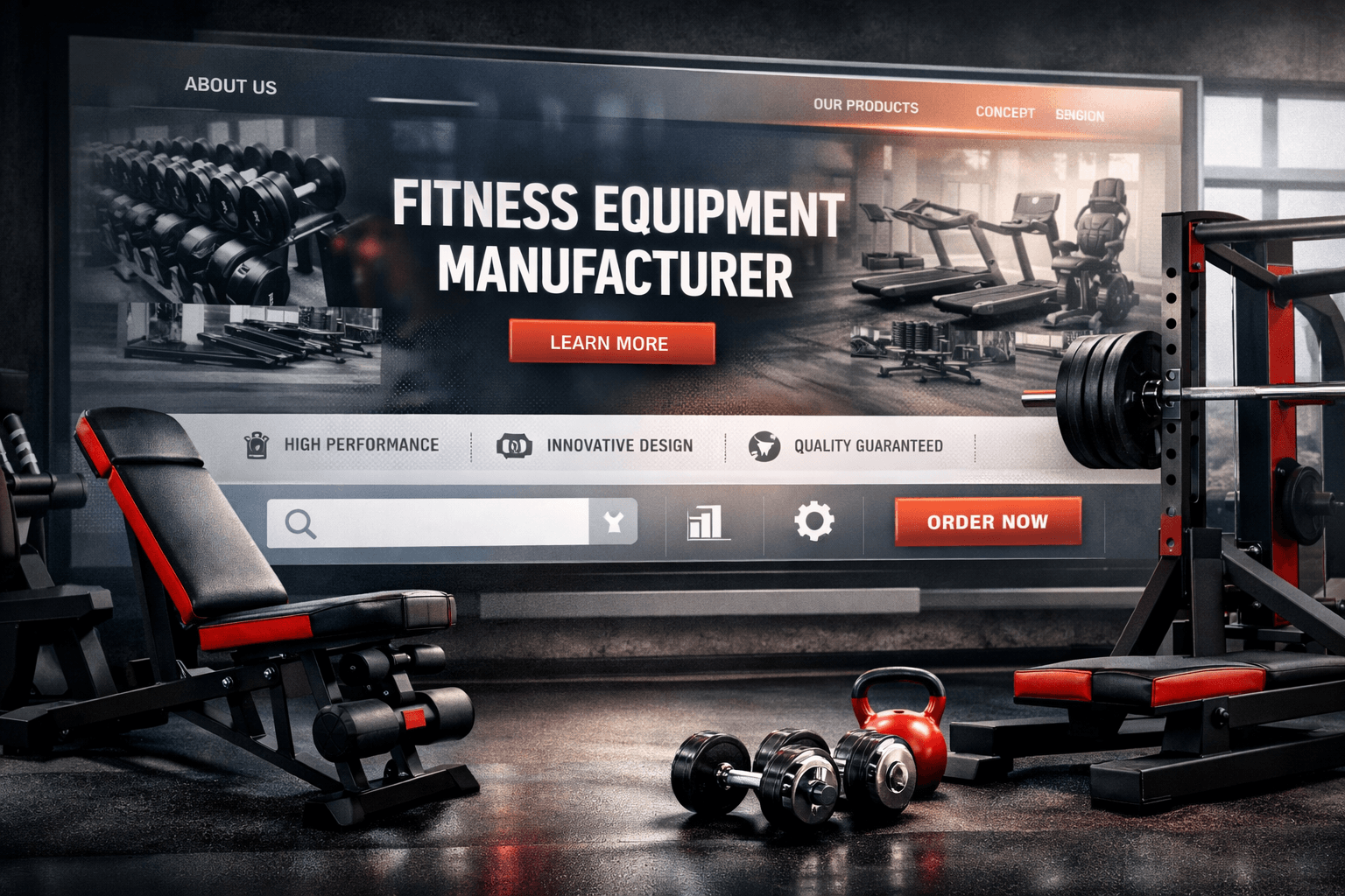 Criação de site para fabricante de equipamentos para academia