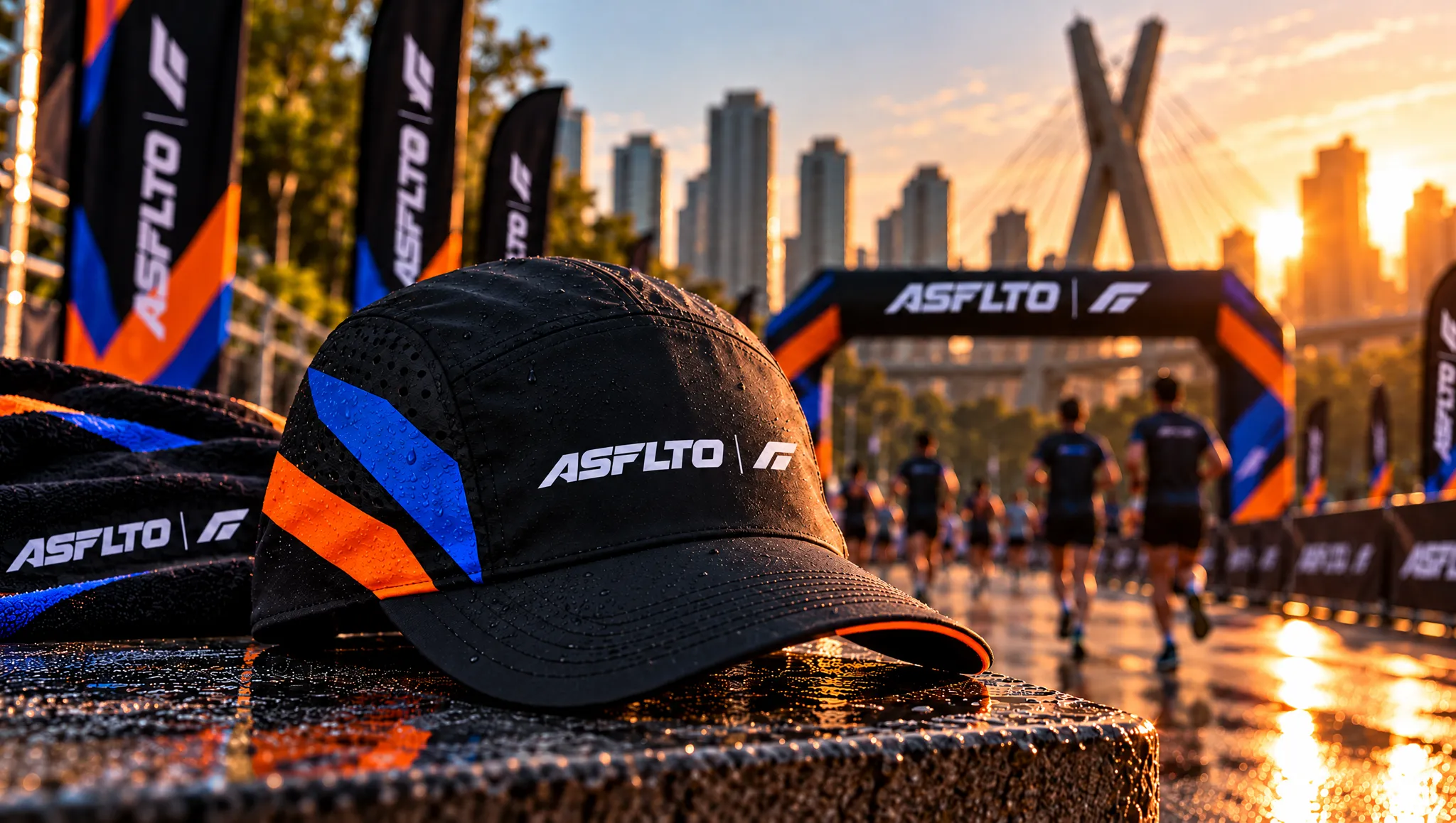 Boné ASFLTO na maratona ao pôr do sol