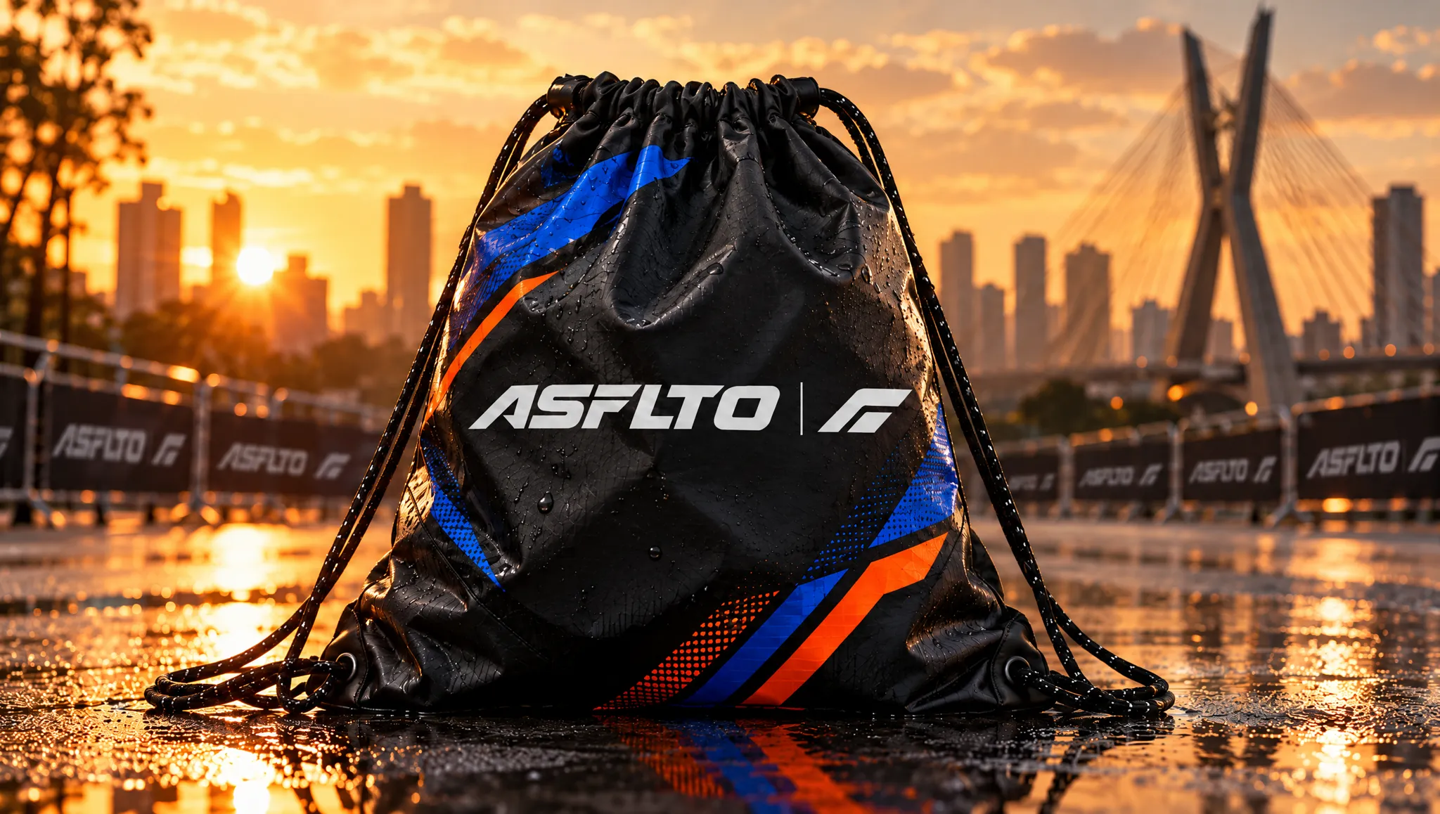 Mochila esportiva ASFLTO ao entardecer