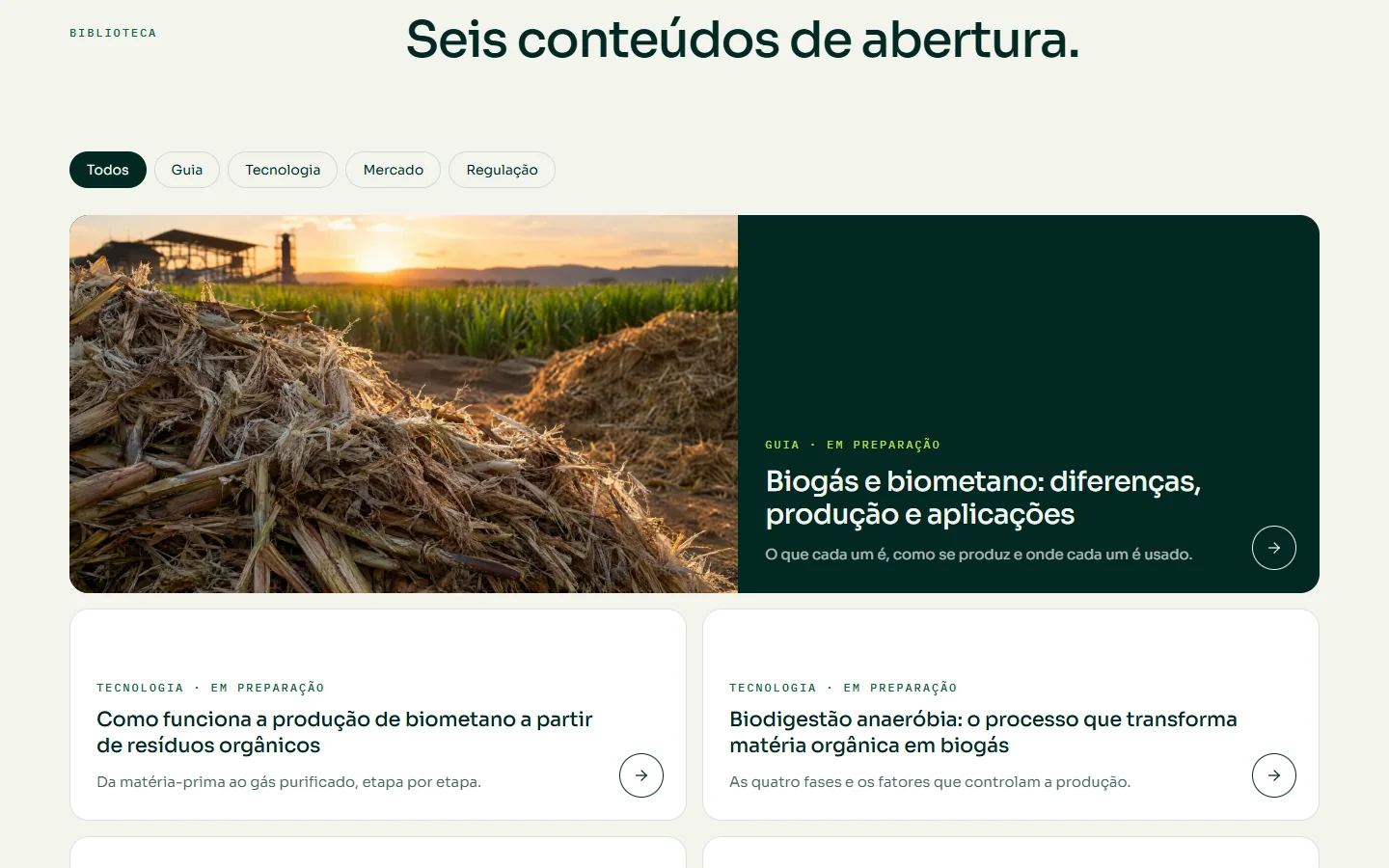 Centro de conhecimento do site BIOMETIVA: biogás e biometano explicados