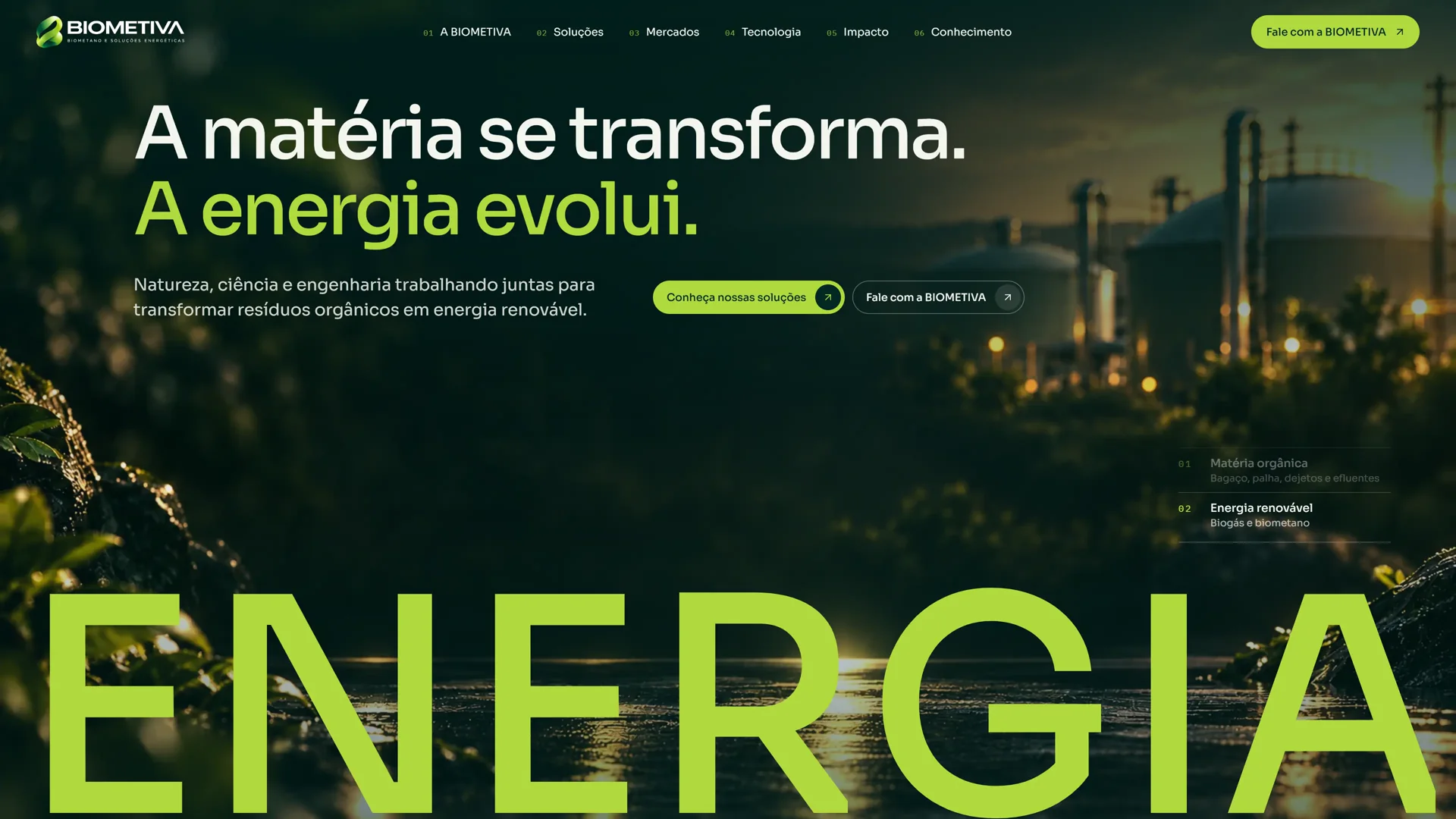 Abertura do site BIOMETIVA: a matéria se transforma