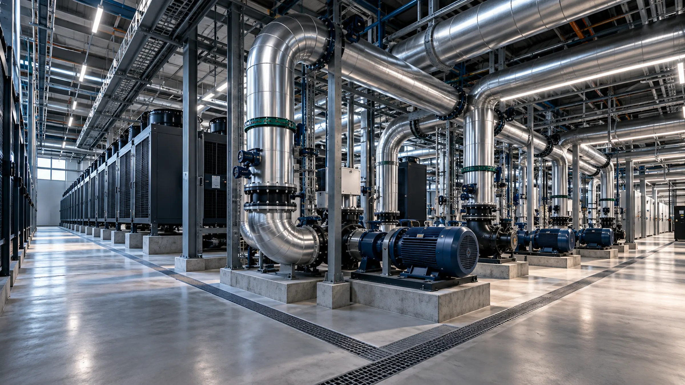 Thermal Systems: central de refrigeração com bombas e tubulações